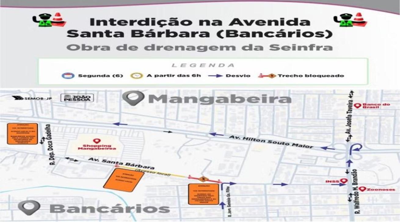 Interdição na Avenida Santa Bárbara: Tráfego Será Desviado por 30 Dias