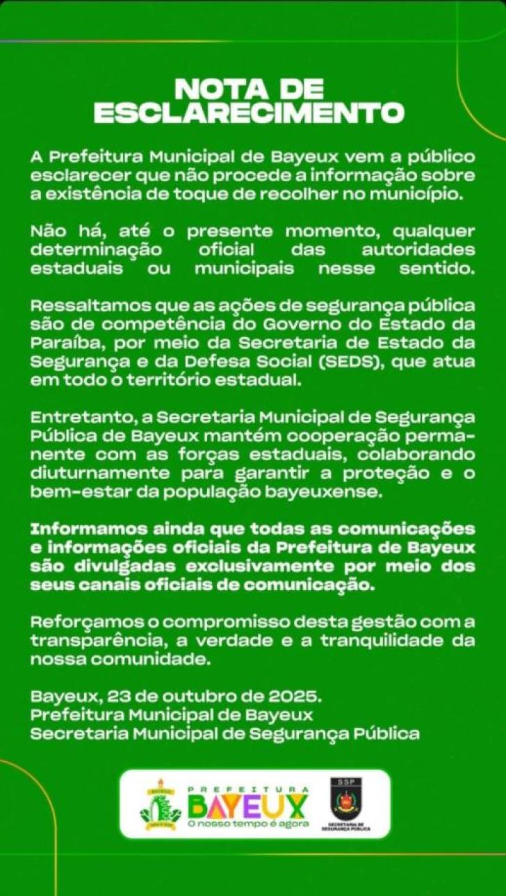 Secretário Will Varela alega que Não Há Toque de Recolher na cidade de Bayeux